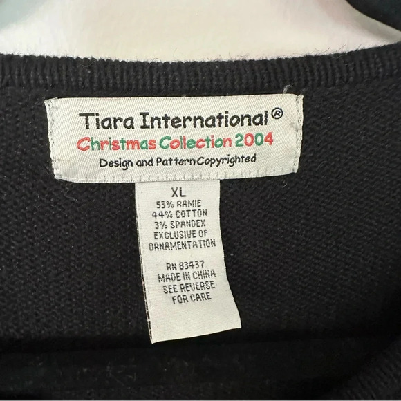 Tiara International Christmas Collection 2004 Women's Black Sweater Size XL GUC - Picture 3 of 10